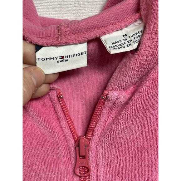 Tommy Hilfiger Swim Hoodie Women’s Pink Terry Cloth Zip‎ 2006 80% Cotton Medium - Picture 2 of 4